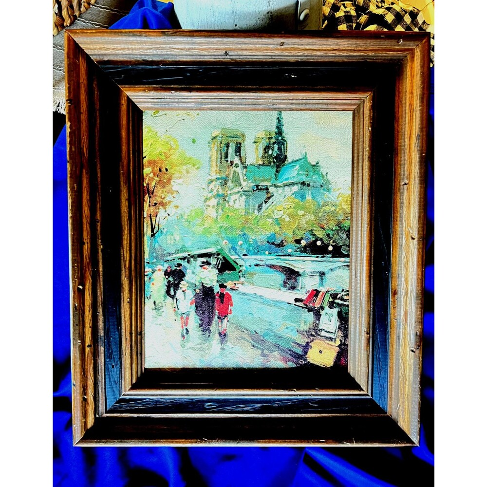 Vintage Mid-Century Reproduction Notre Dame Paris Streets by Antoine Blanchard